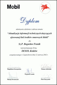 dexol certyfikat TECH 2002 BF